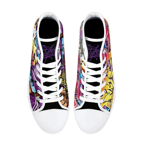 Axikronz 8T7 Canvas High Top – The Train Master | Hip - Hop Streetwear Shoes - Stykonz Graffiti Streetwear