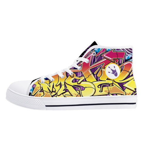 Axikronz 8T7 Canvas High Top – The Train Master | Hip - Hop Streetwear Shoes - Stykonz Graffiti Streetwear
