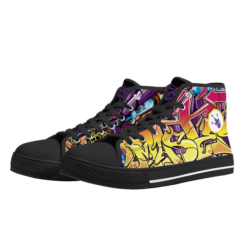 Axikronz 8T7 Canvas High Top – The Train Master | Hip - Hop Streetwear Shoes - Stykonz Graffiti Streetwear