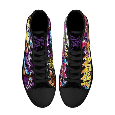 Axikronz 8T7 Canvas High Top – The Train Master | Hip - Hop Streetwear Shoes - Stykonz Graffiti Streetwear