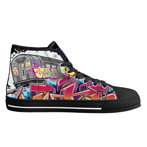 Axikronz 8T7 Canvas High Top – The Train Master | Hip - Hop Streetwear Shoes - Stykonz Graffiti Streetwear