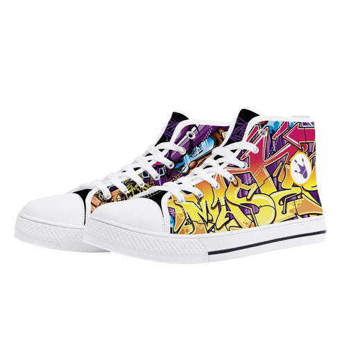 Axikronz 8T7 Canvas High Top – The Train Master | Hip - Hop Streetwear Shoes - Stykonz Graffiti Streetwear