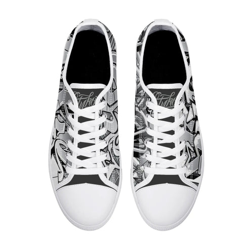 Axikronz 8T7 Canvas Low Top – Comic Stykonz 1 Black | Hip - Hop Streetwear Shoes - Stykonz Graffiti Streetwear