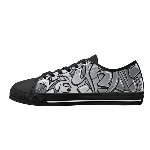 Axikronz 8T7 Canvas Low Top – Comic Stykonz 1 Black | Hip - Hop Streetwear Shoes - Stykonz Graffiti Streetwear