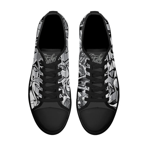 Axikronz 8T7 Canvas Low Top – Comic Stykonz 1 Black | Hip - Hop Streetwear Shoes - Stykonz Graffiti Streetwear