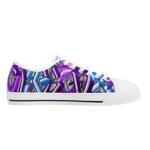Axikronz 8T7 Canvas Low Top – Purple Wildstyle | Hip - Hop Graffiti Streetwear Shoes - Stykonz Graffiti Streetwear
