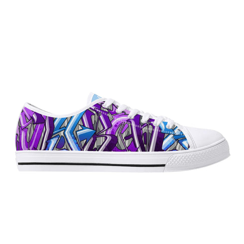 Axikronz 8T7 Canvas Low Top – Purple Wildstyle | Hip - Hop Graffiti Streetwear Shoes - Stykonz Graffiti Streetwear