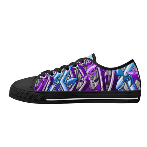 Axikronz 8T7 Canvas Low Top – Purple Wildstyle | Hip - Hop Graffiti Streetwear Shoes - Stykonz Graffiti Streetwear