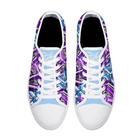 Axikronz 8T7 Canvas Low Top – Purple Wildstyle | Hip - Hop Graffiti Streetwear Shoes - Stykonz Graffiti Streetwear