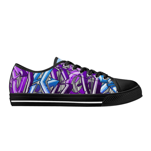 Axikronz 8T7 Canvas Low Top – Purple Wildstyle | Hip - Hop Graffiti Streetwear Shoes - Stykonz Graffiti Streetwear