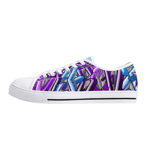 Axikronz 8T7 Canvas Low Top – Purple Wildstyle | Hip - Hop Graffiti Streetwear Shoes - Stykonz Graffiti Streetwear