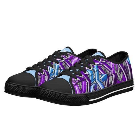 Axikronz 8T7 Canvas Low Top – Purple Wildstyle | Hip - Hop Graffiti Streetwear Shoes - Stykonz Graffiti Streetwear