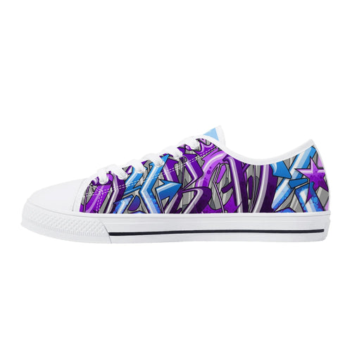 Axikronz 8T7 Canvas Low Top – Purple Wildstyle | Hip - Hop Graffiti Streetwear Shoes - Stykonz Graffiti Streetwear