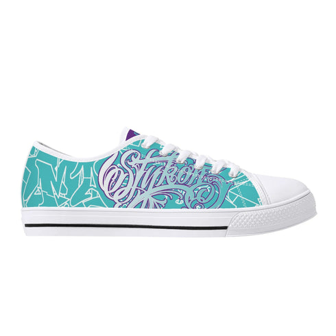 Axikronz 8T7 Canvas Low Top – Turquoise Mix Script | Hip - Hop Streetwear Shoes - Stykonz Graffiti Streetwear