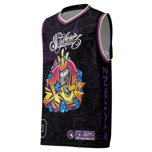 Dunkronz Basketball Jersey – The Train Master Black | Graffiti Hip - Hop Streetwear Jersey - Stykonz Graffiti Streetwear