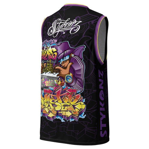 Dunkronz Basketball Jersey – The Train Master Black | Graffiti Hip - Hop Streetwear Jersey - Stykonz Graffiti Streetwear