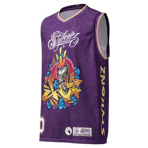 Dunkronz Basketball Jersey – The Train Master Purple | Graffiti Hip - Hop Streetwear Jersey - Stykonz Graffiti Streetwear