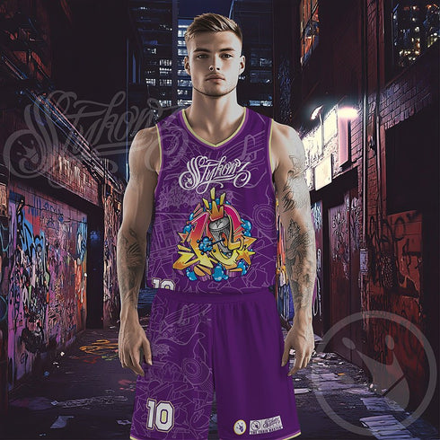 Dunkronz Basketball Jersey – The Train Master Purple | Graffiti Hip - Hop Streetwear Jersey - Stykonz Graffiti Streetwear