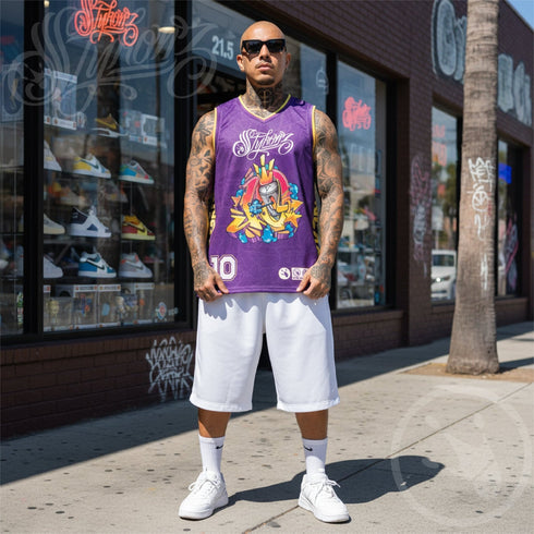 Dunkronz Basketball Jersey – The Train Master Purple | Graffiti Hip - Hop Streetwear Jersey - Stykonz Graffiti Streetwear