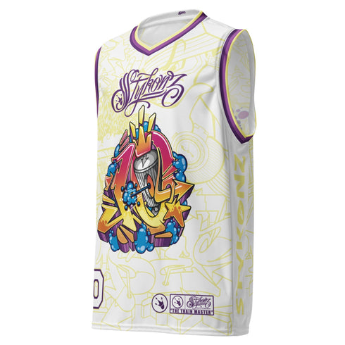 Dunkronz Basketball Jersey – The Train Master White | Graffiti Hip - Hop Streetwear Jersey - Stykonz Graffiti Streetwear