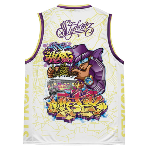Dunkronz Basketball Jersey – The Train Master White | Graffiti Hip - Hop Streetwear Jersey - Stykonz Graffiti Streetwear
