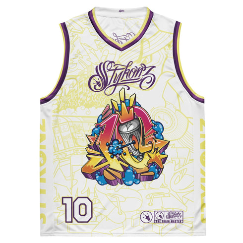 Dunkronz Basketball Jersey – The Train Master White | Graffiti Hip - Hop Streetwear Jersey - Stykonz Graffiti Streetwear