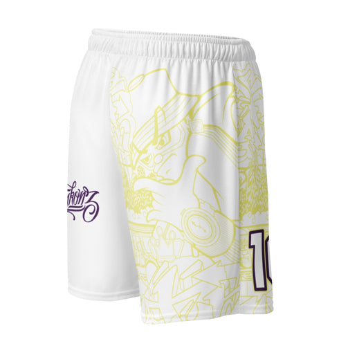 Dunkronz Basketball Shorts – The Train Master White | Graffiti Hip - Hop Streetwear Shorts - Stykonz Graffiti Streetwear