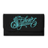 Durable Trifold Graffiti Leather Long Wallet feat Stykonz Turquoise on Black | Graffiti Wallet - Stykonz Graffiti Streetwear