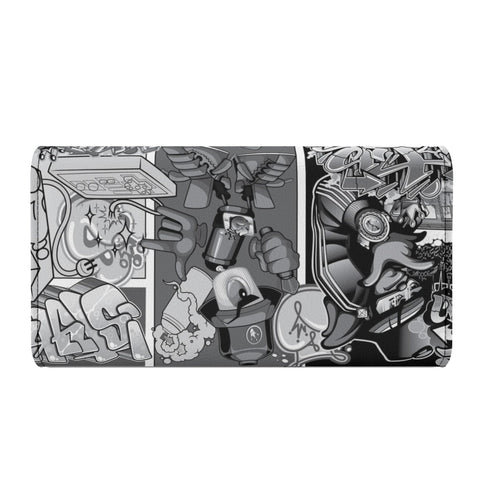 Durable Trifold Leather Graffiti Long Wallet feat Comic Stykonz 1 Black | Graffiti Wallet - Stykonz Graffiti Streetwear