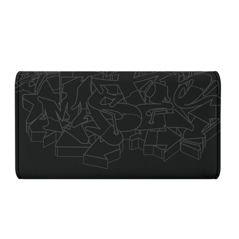 Durable Trifold Leather Long Wallet feat Graffiti Stykonz White on Black | Graffiti Wallet - Stykonz Graffiti Streetwear