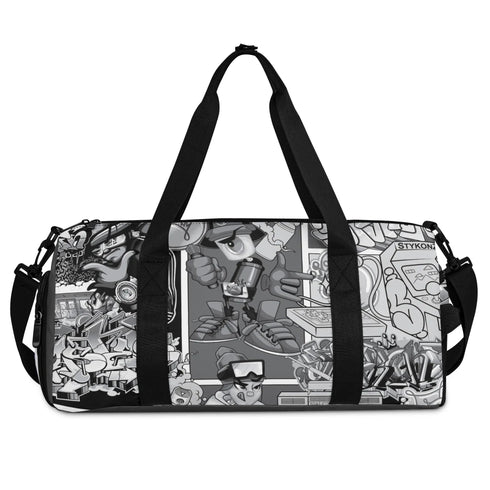 Duxonz Graffiti Duffle Bag feat Comic Stykonz 1 Black | Sports & Gym Bag – Hip - Hop Streetwear - Stykonz Graffiti Streetwear