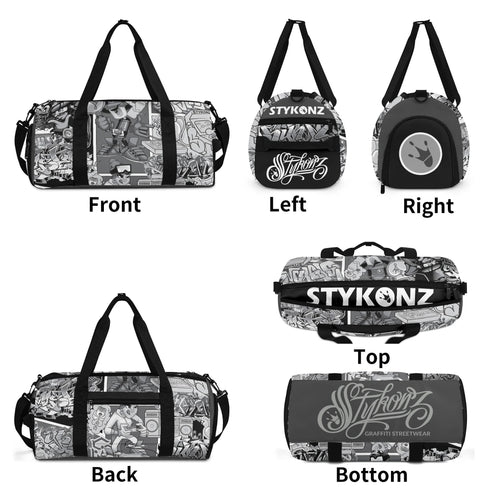 Duxonz Graffiti Duffle Bag feat Comic Stykonz 1 Black | Sports & Gym Bag – Hip - Hop Streetwear - Stykonz Graffiti Streetwear