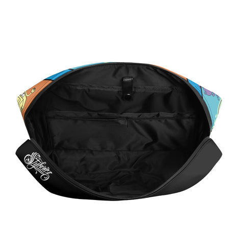Executive Luxurious Leather Waterproof Bag feat 90s Elements Graffiti - Stykonz Graffiti Streetwear