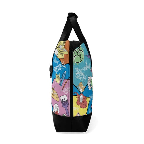 Executive Luxurious Leather Waterproof Bag feat 90s Elements Graffiti - Stykonz Graffiti Streetwear