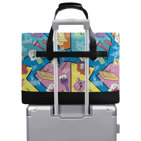 Executive Luxurious Leather Waterproof Bag feat 90s Elements Graffiti - Stykonz Graffiti Streetwear