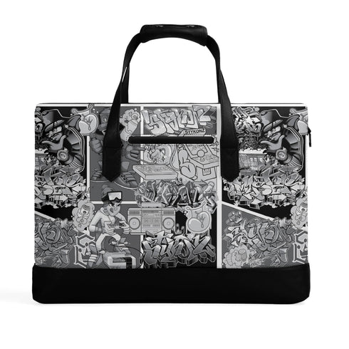 Executive Luxurious Leather Waterproof Bag feat BW Comic Stykonz Graffiti - Stykonz Graffiti Streetwear