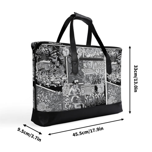 Executive Luxurious Leather Waterproof Bag feat BW Comic Stykonz Graffiti - Stykonz Graffiti Streetwear