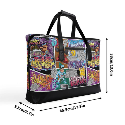 Executive Luxurious Leather Waterproof Bag feat Comic Stykonz 1 Graffiti - Stykonz Graffiti Streetwear