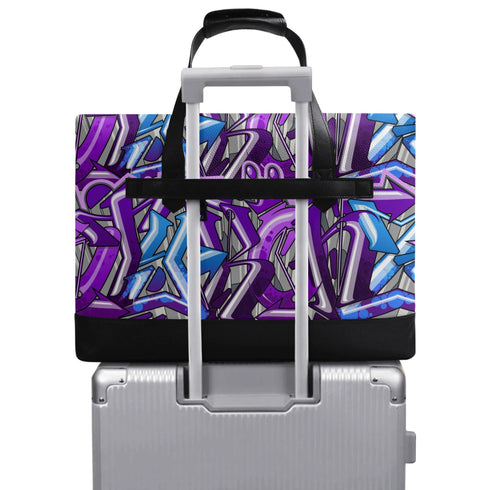 Executive Luxurious Leather Waterproof Bag feat Purple Wildstyle Graffiti - Stykonz Graffiti Streetwear