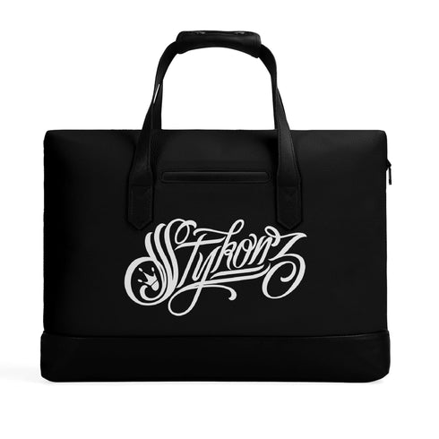 Executive Luxurious Leather Waterproof Bag feat Scriptkonz Stykonz BW Graffiti - Stykonz Graffiti Streetwear