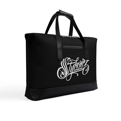 Executive Luxurious Leather Waterproof Bag feat Scriptkonz Stykonz BW Graffiti - Stykonz Graffiti Streetwear