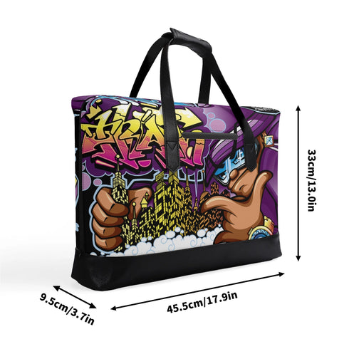 Executive Luxurious Leather Waterproof Bag feat The Train Master Graffiti - Stykonz Graffiti Streetwear