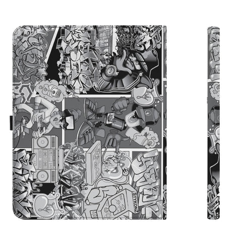Foldable Leather Portfolio Organizer with Clipboard feat BW Comic Stykonz Graffiti - Stykonz Graffiti Streetwear