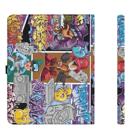 Foldable Leather Portfolio Organizer with Clipboard feat Comic Stykonz 1 Graffiti - Stykonz Graffiti Streetwear