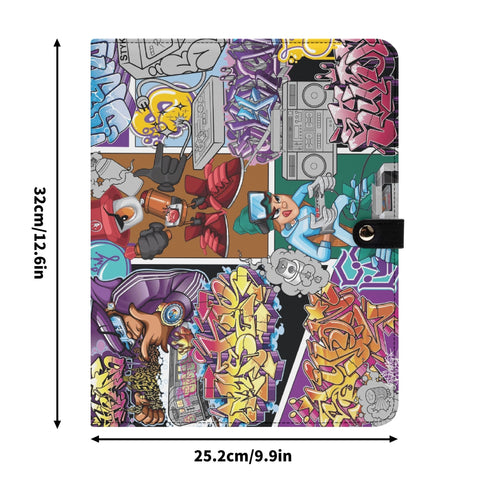 Foldable Leather Portfolio Organizer with Clipboard feat Comic Stykonz 1 Graffiti - Stykonz Graffiti Streetwear