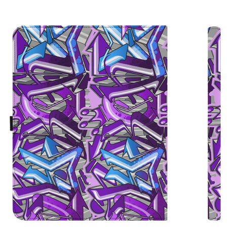 Foldable Leather Portfolio Organizer with Clipboard feat Purple Wildstyle Graffiti - Stykonz Graffiti Streetwear