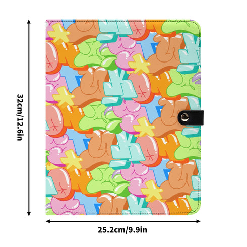Foldable Leather Portfolio Organizer with Clipboard feat Stykonz Candy Graffiti - Stykonz Graffiti Streetwear