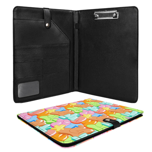 Foldable Leather Portfolio Organizer with Clipboard feat Stykonz Candy Graffiti - Stykonz Graffiti Streetwear