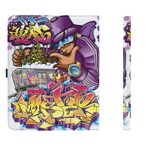 Foldable Leather Portfolio Organizer with Clipboard feat The Train Master Graffiti - Stykonz Graffiti Streetwear