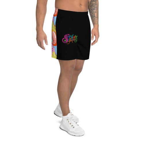 Graffiti Athletic Long Shorts – Black Candy | Hip - Hop Streetwear Shorts - Stykonz Graffiti Streetwear